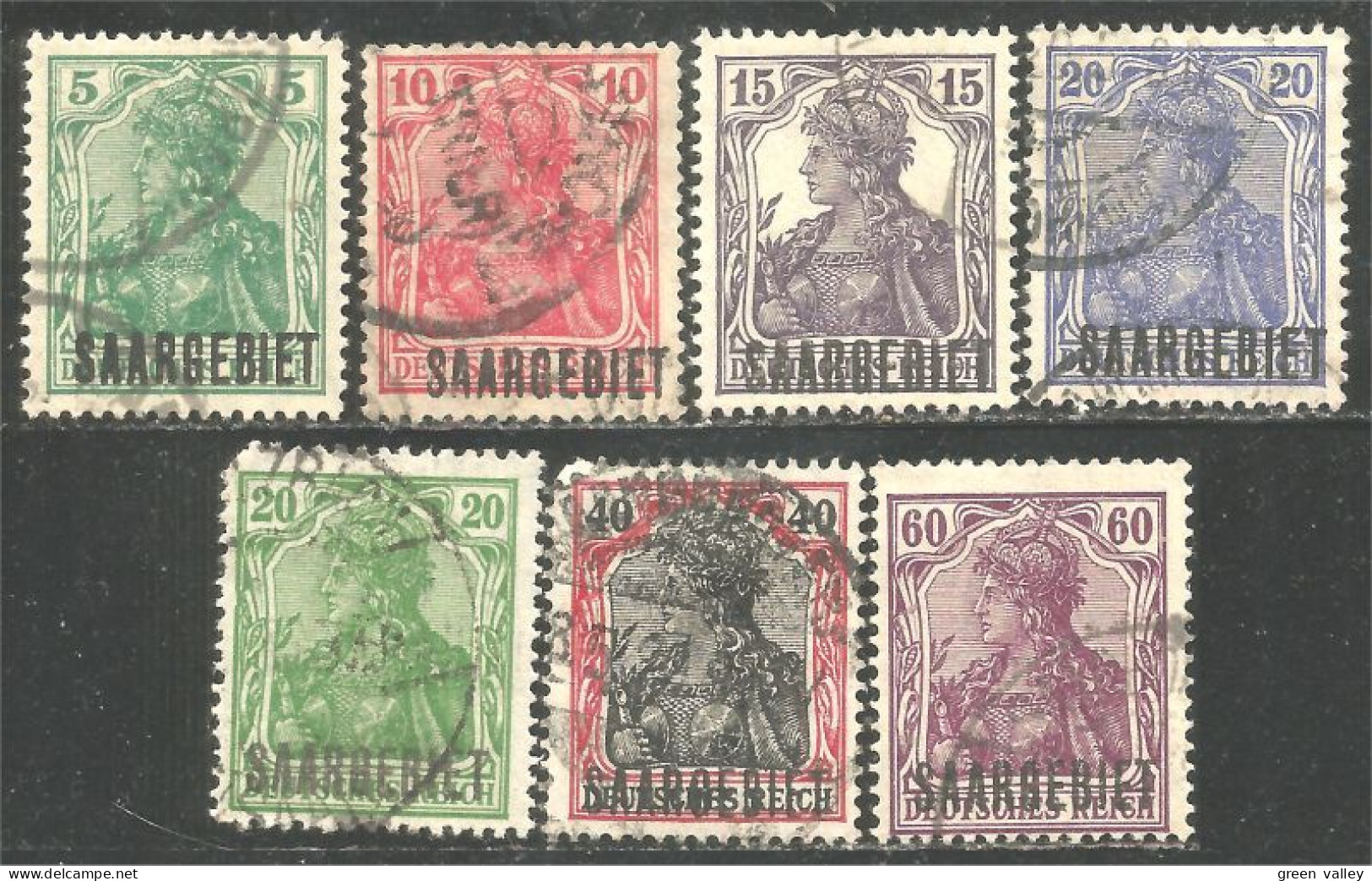 779 Sarre 1920 Occupation Surcharge SAARGEBIET 7 Timbres Stamps (SAA-70) - Usados