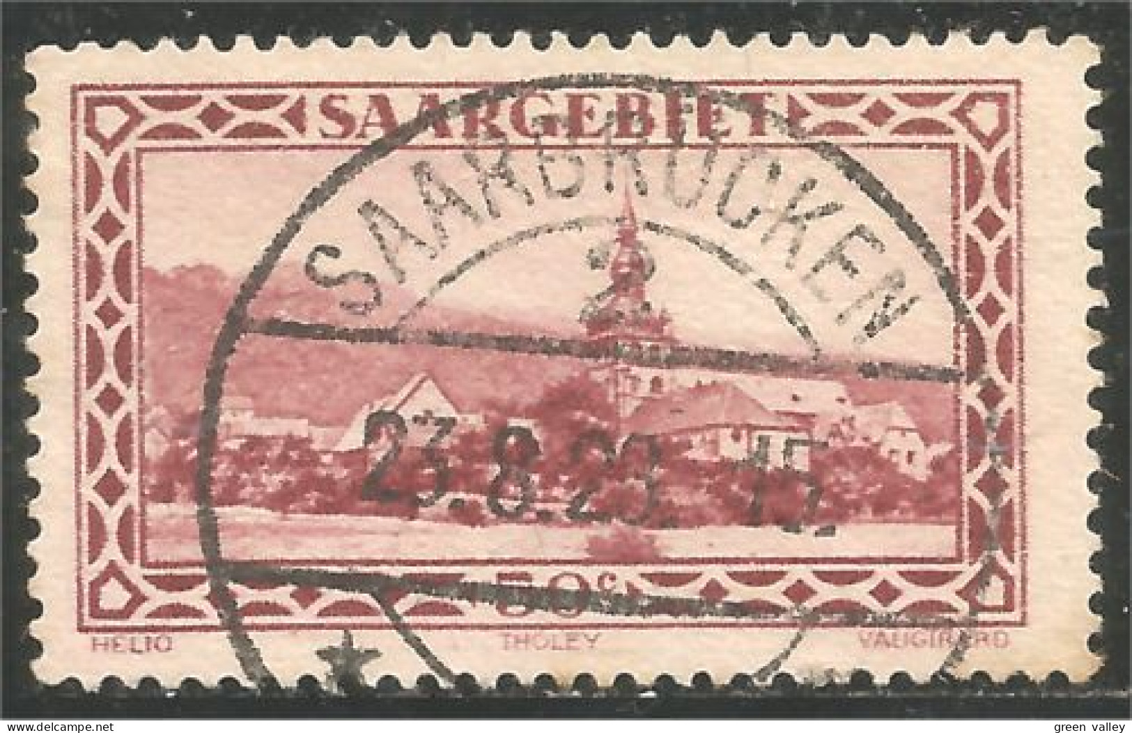 779 Sarre 1921 50c Village Tholey Abbaye Abbey SAARBRUCKEN (SAA-73a) - Usados