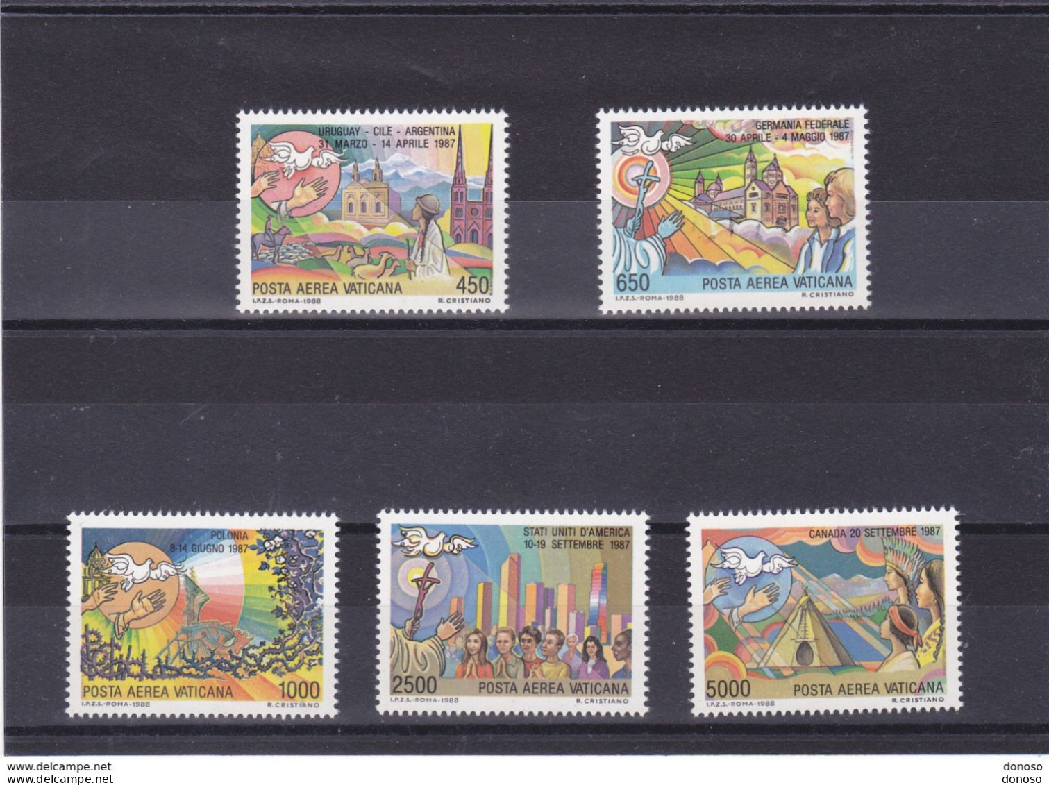VATICAN 1988 VOYAGES DE JEAN-PAUL II Yvert PA 83-87, Michel 952-956 NEUF** MNH Cote Yv: 22,50 Euros - Unused Stamps