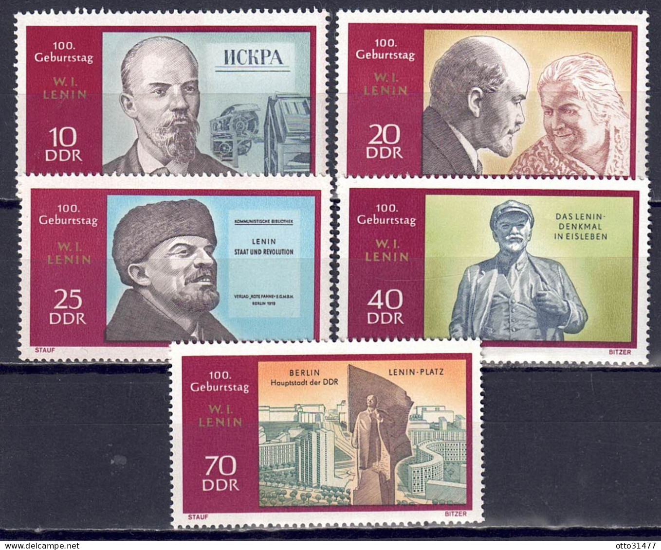 DDR 1970 - W. I. Lenin, Nr. 1557 - 1561, Postfrisch ** / MNH - Ungebraucht