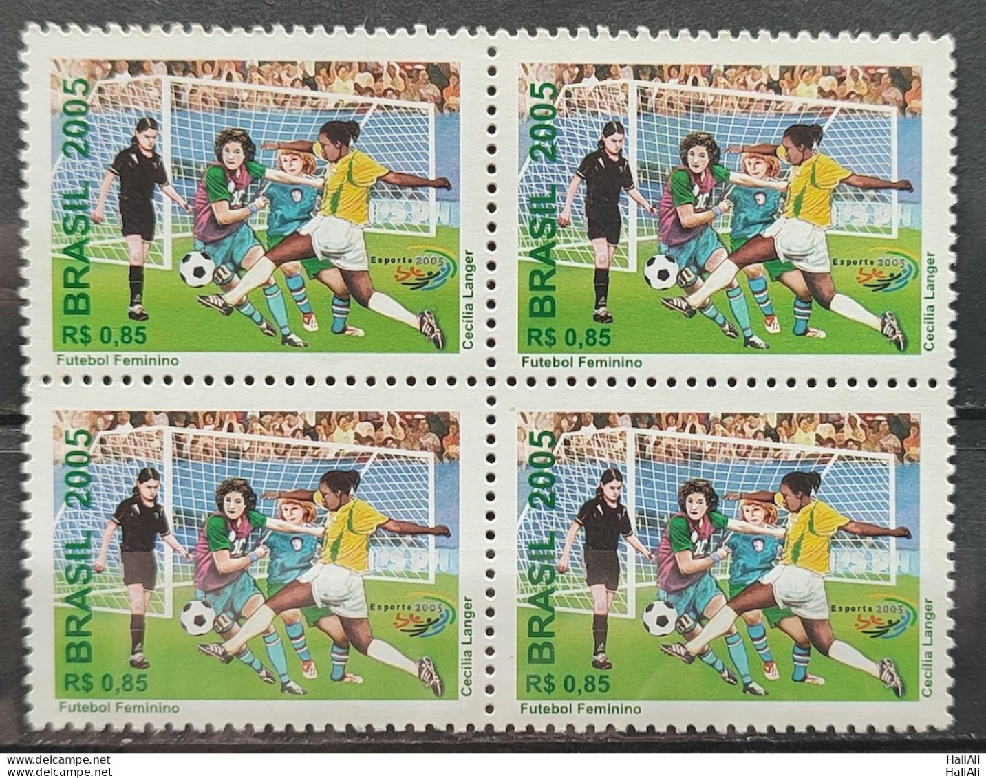 C 2633 Brazil Stamp Football Soccer Woman 2005 Block Of 4 - Neufs