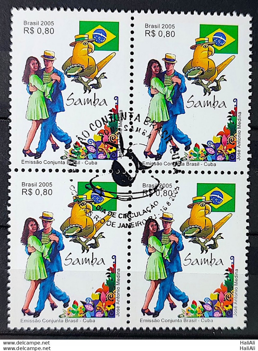 C 2628 Brazil Stamp Joint Cuba Son Flag Dance Bird 2005 Block Of 4 CBC RJ - Neufs