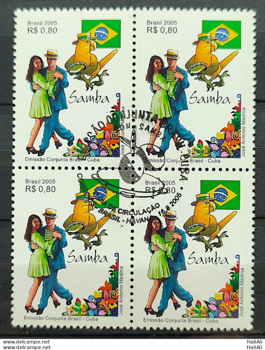 C 2628 Brazil Stamp Joint Cuba Samba Flag Dance Ave 2005 Block Of 4 CBC Havana - Neufs