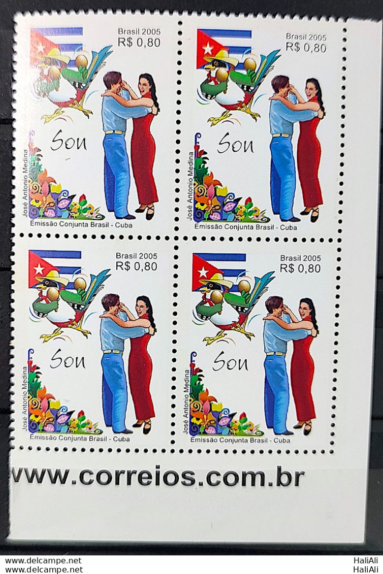 C 2627 Brazil Stamp Joint Cuba Son Flag Dance Bird 2005 Block Of 4 Vignette Website - Neufs