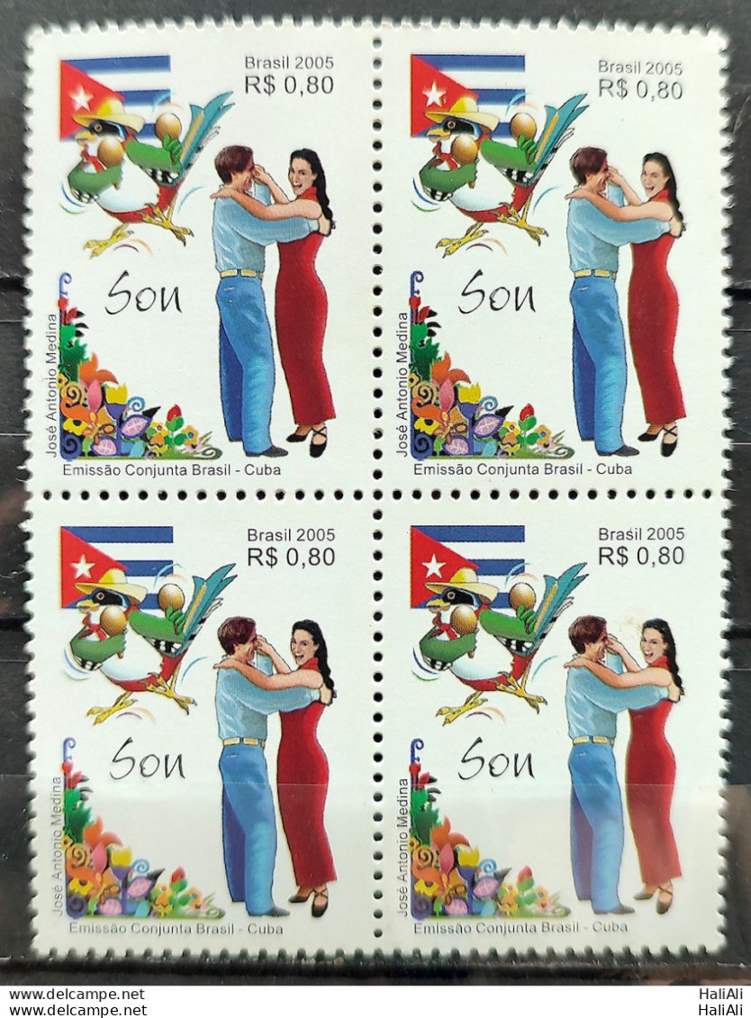 C 2627 Brazil Stamp Joint Cuba Son Flag Dance Birds 2005 Block Of 4 - Neufs