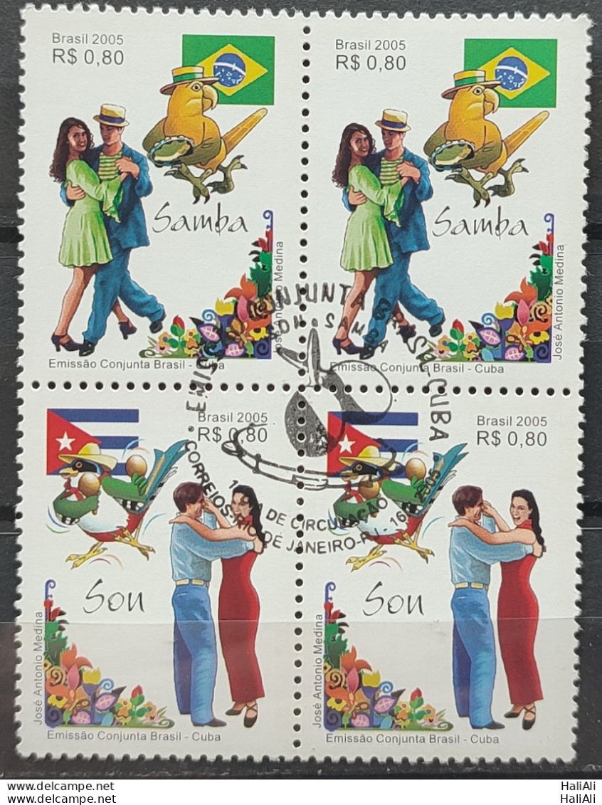 C 2627 Brazil Stamp Joint Cuba Son Flag Dance Bird 2005 Block Of 4 CBC RJ - Neufs