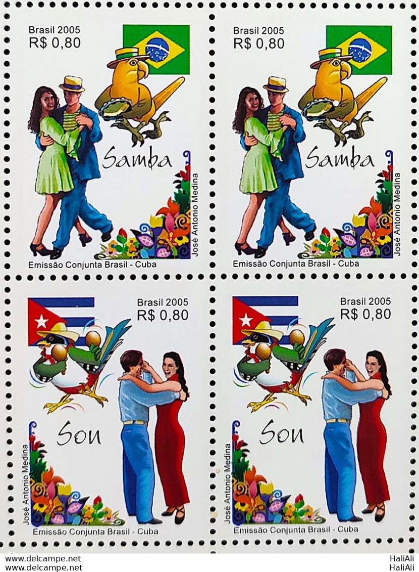 C 2627 Brazil Stamp Joint Cuba Son Flag Dance Ave 2005 Block Of 4 Setenant - Neufs