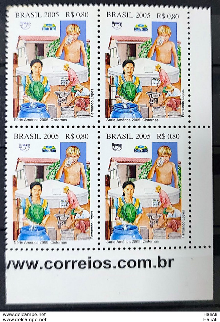 C 2621 Brazil Stamp Fights Poverty Hunger Zero Water 2005 Block Of 4 Vignette Website - Neufs