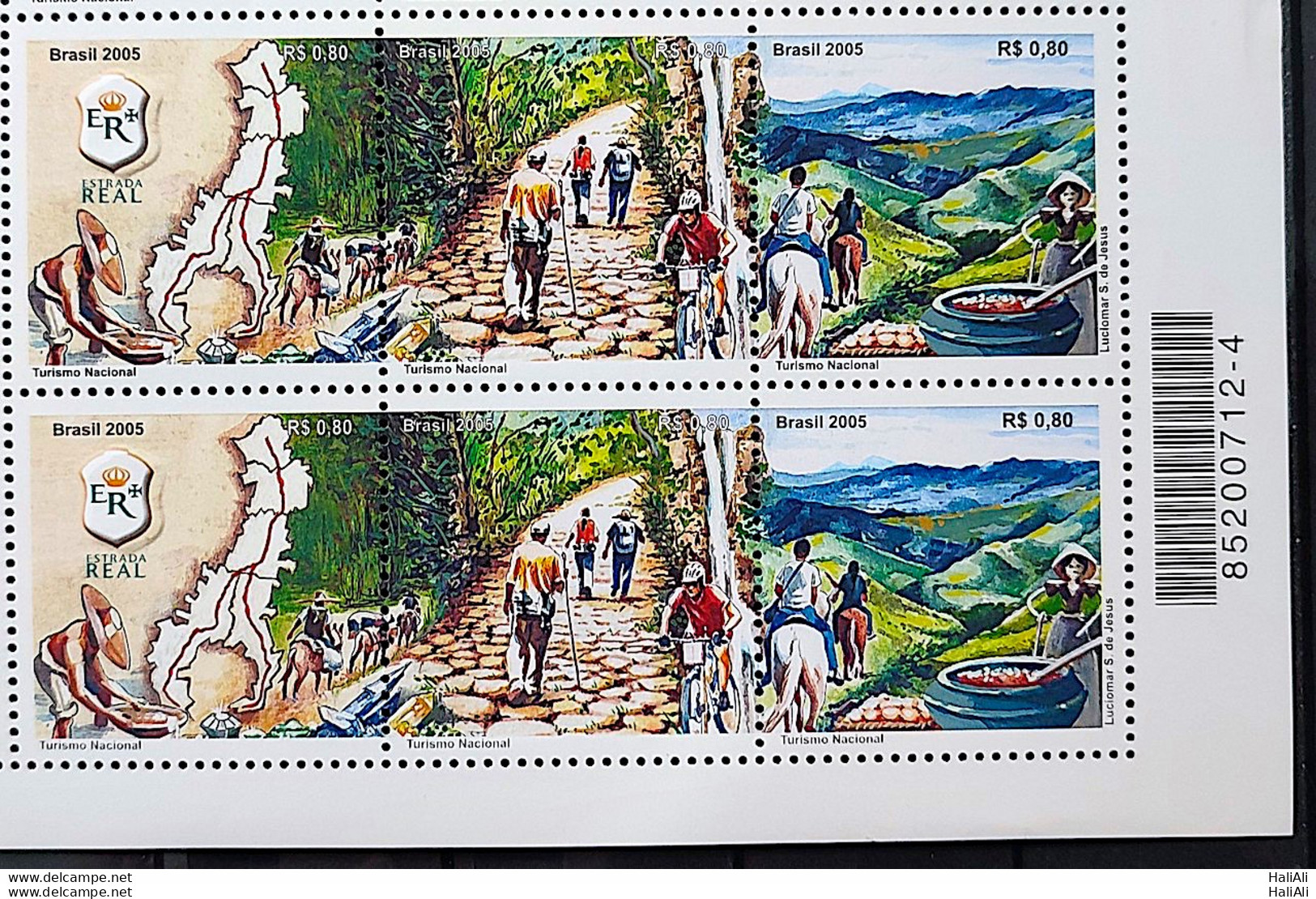 C 2623 Brazil Stamp Road Real Map Bike Horse Gold 2005 Sextille Bar Code - Neufs