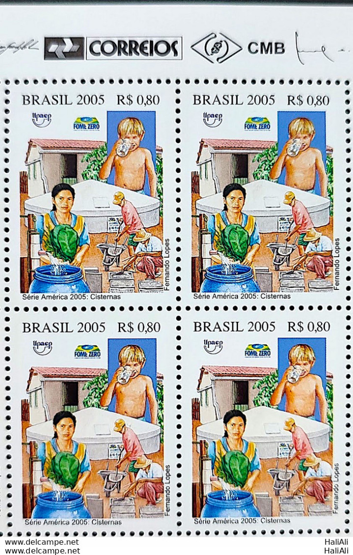 C 2621 Brazil Stamp Fights Poverty Hunger Zero Water 2005 Block Of 4 Vignette Correios - Neufs