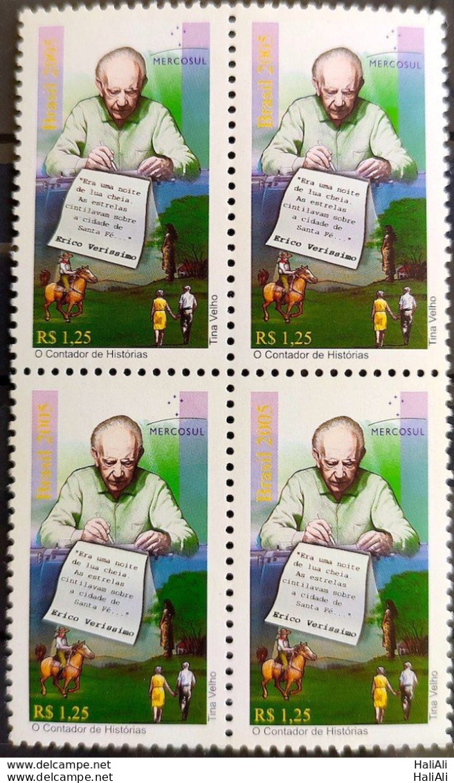 C 2619 Brazil Stamp Érico Veríssimo Mercosul Literature Writer 2005 Block Of 4 - Neufs