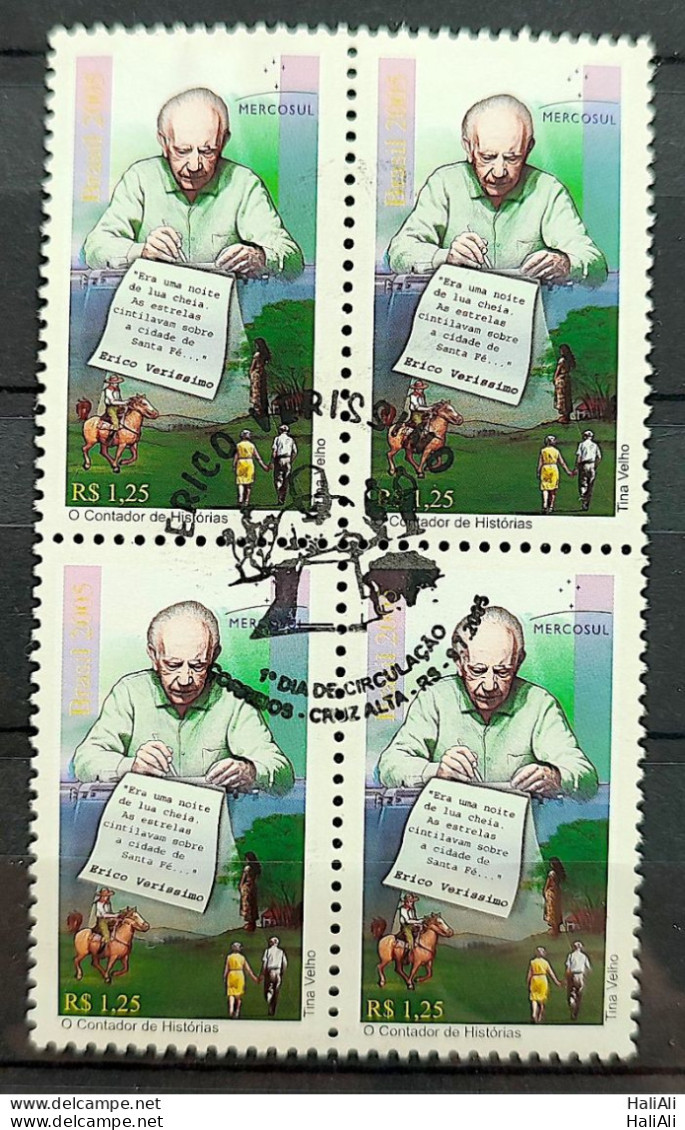 C 2619 Brazil Stamp Erico Verissimo Mercosur Literature Writer 2005 Block Of 4 CBC Cruz Alta - Neufs