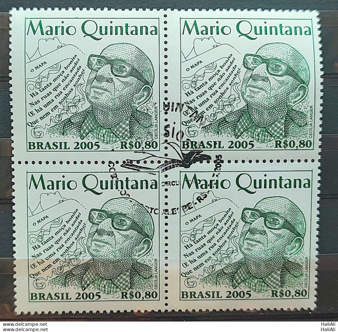 C 2620 Brazil Stamp Mario Quintana Literature Poet 2005 Block Of 4 CBC RS - Neufs