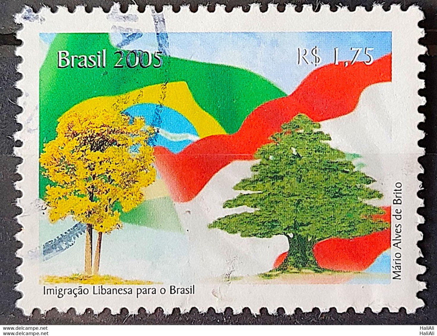 C 2607 Brazil Stamp Diplomatic Relations Lebanon Flag Ipe 2005 Circulated 5 - Usados