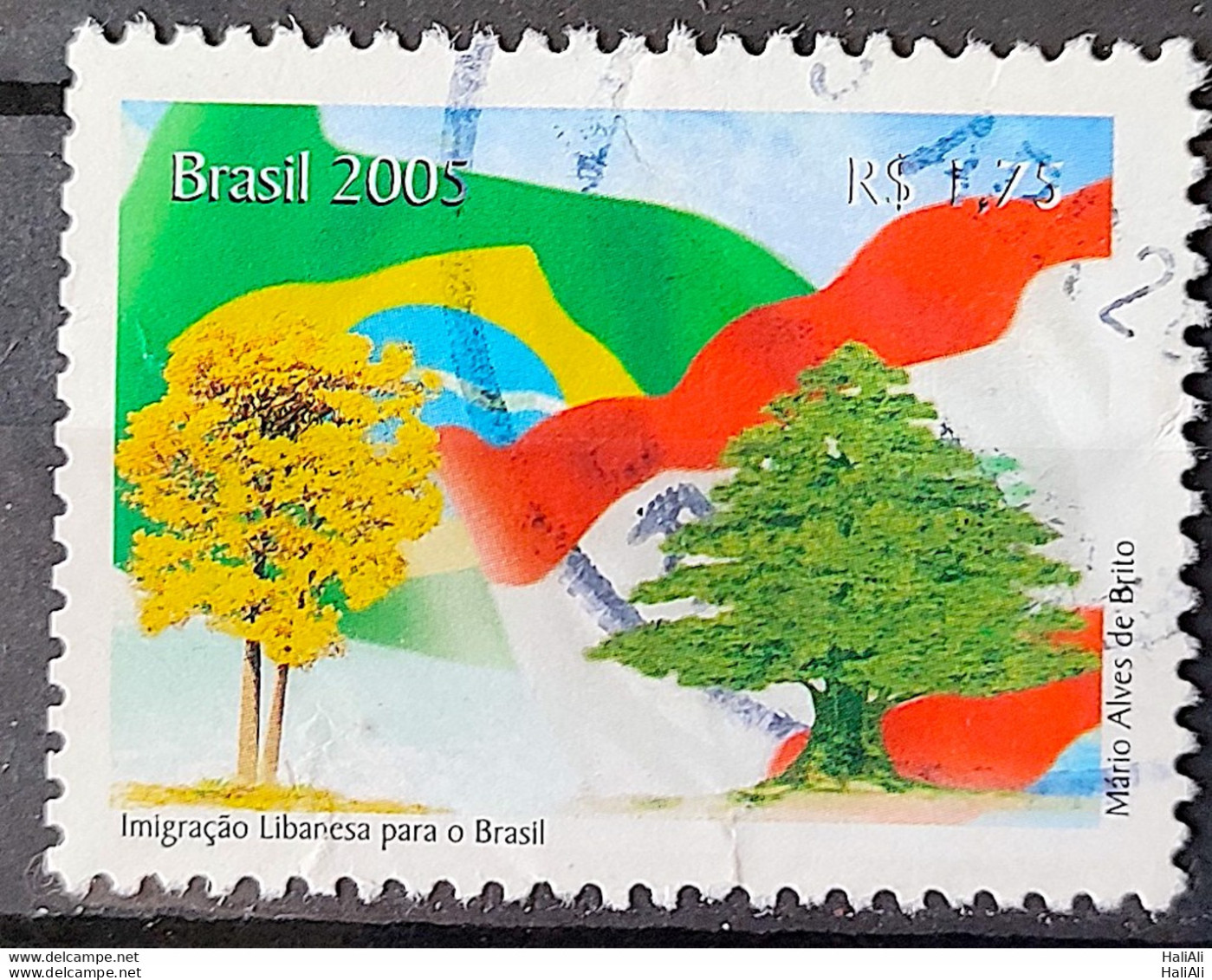 C 2607 Brazil Stamp Diplomatic Relations Lebanon Flag Ipe 2005 Circulated 3 - Gebruikt