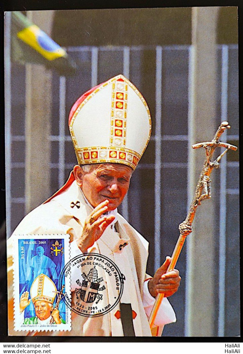 Brazil Maximum Card 2005 Postcard Pope John Paul II CBC PE - Cartes-maximum