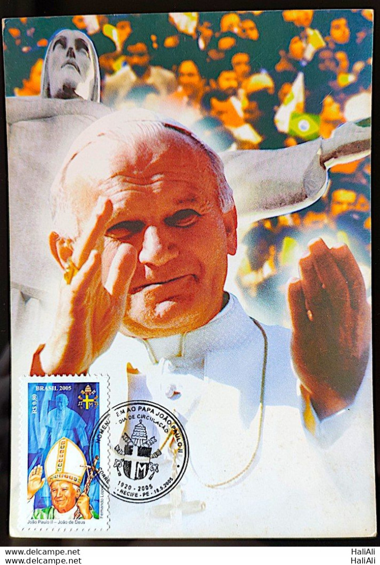 Brazil Maximum Card 2005 Postcard Pope John Paul II With His Families Selo CBC PE - Cartoline Maximum