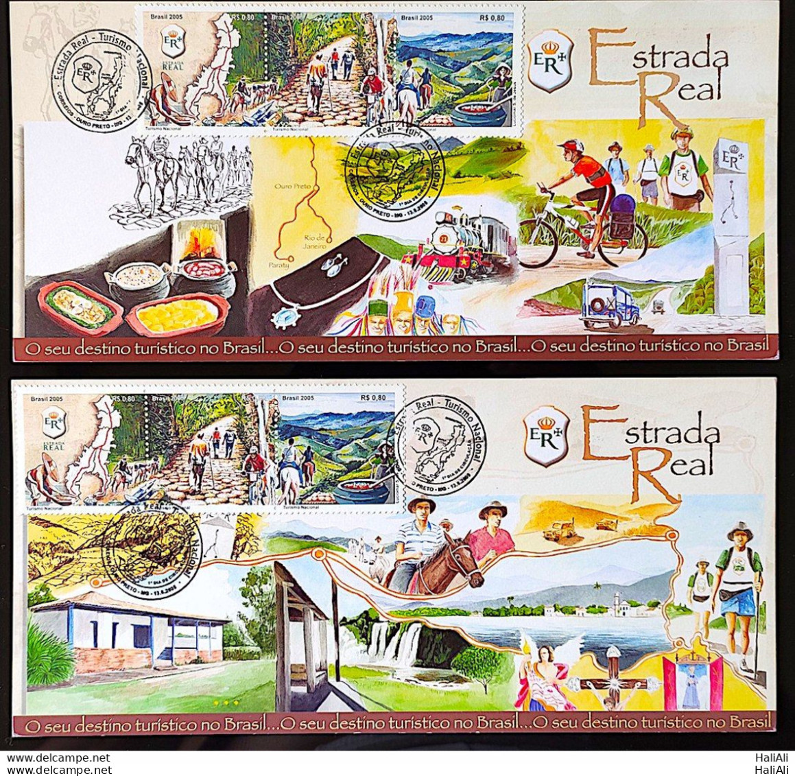 Brazil Maximum Card 2005 Postcard Estrada Real MG RJ And SP Horse Tourism Bicycle Train CBC MG 1 - Cartes-maximum