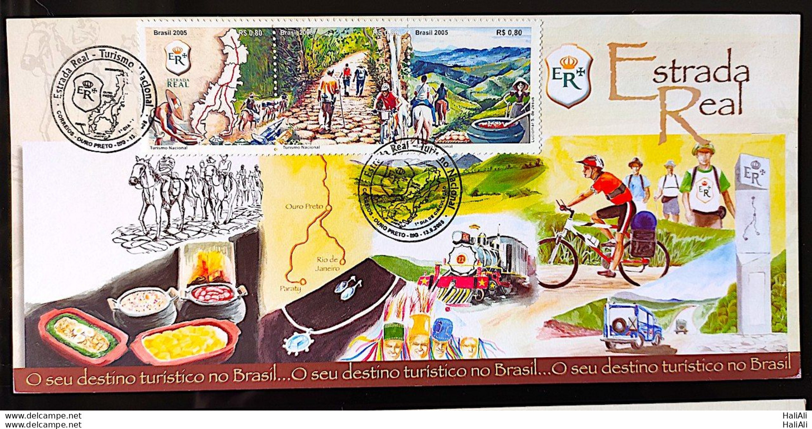 Brazil Maximum Card 2005 Postcard Estrada Real MG RJ And SP Horse Tourism Bicycle Train CBC MG 1 - Cartes-maximum