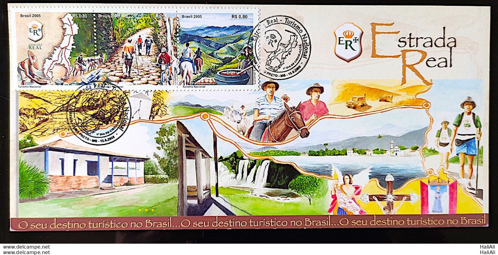 Brazil Maximum Card 2005 Postcard Estrada Real MG RJ And SP Horse Tourism Bicycle Train CBC MG 1 - Tarjetas – Máxima