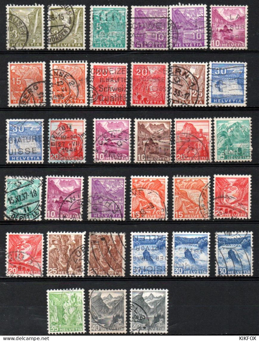SUISSE ,SCHWEIZ, 1934 - 1936 , LOT AUS MI 270 -276,297 - 305, LANDSCHAFTSBILDER, GESTEMPELT, OBLITERE. - Used Stamps
