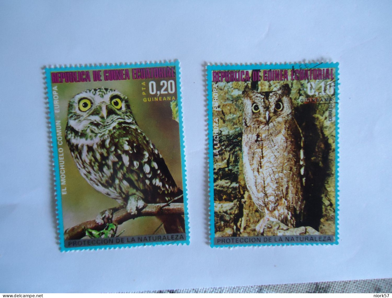 GUINEA ECUATORIAL 2 USED  BIRD BIRDS  OWLS - Uilen