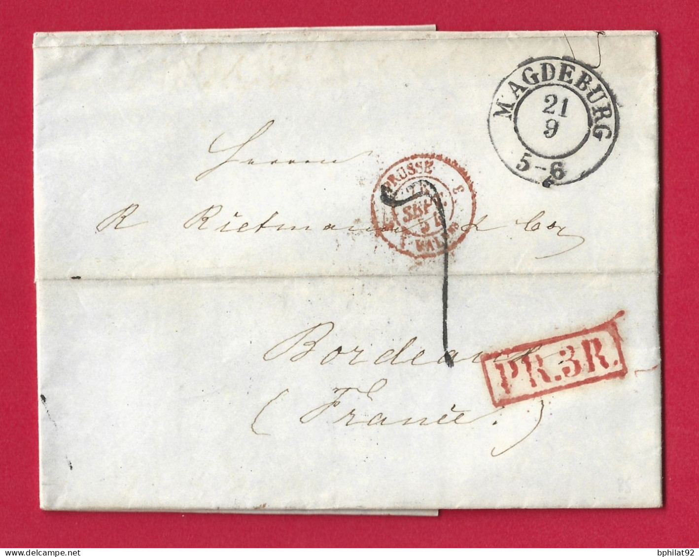 !!! MARQUE D'ENTRÉE PRUSSE PAR VALENCIENNES SUR LETTRE DE MAGDEBOURG DE 1854 - Entry Postmarks