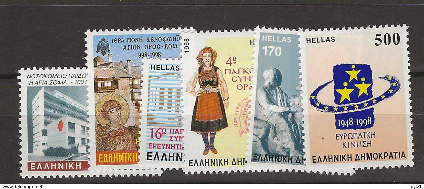 1998 MNH Greece Mi 1972-77 Postfris** - Nuevos