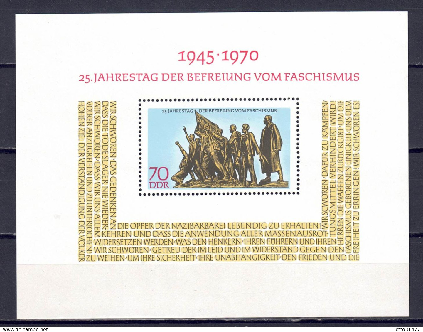 DDR 1970 - 25 Jahre Befreiung, Block 32, Postfrisch ** / MNH - 1950-1970