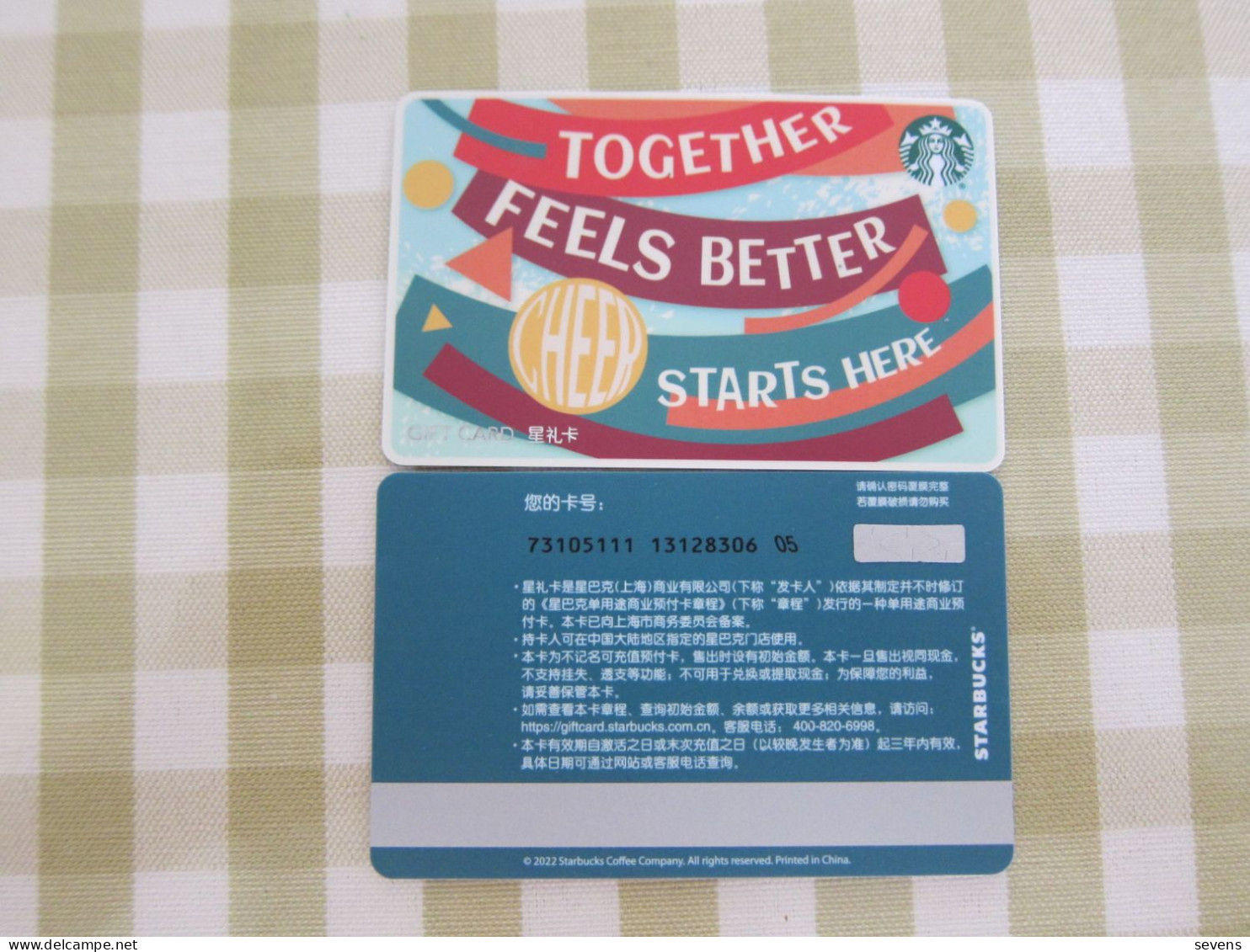 China 2022 Starbucks Card,together - Cartes Cadeaux