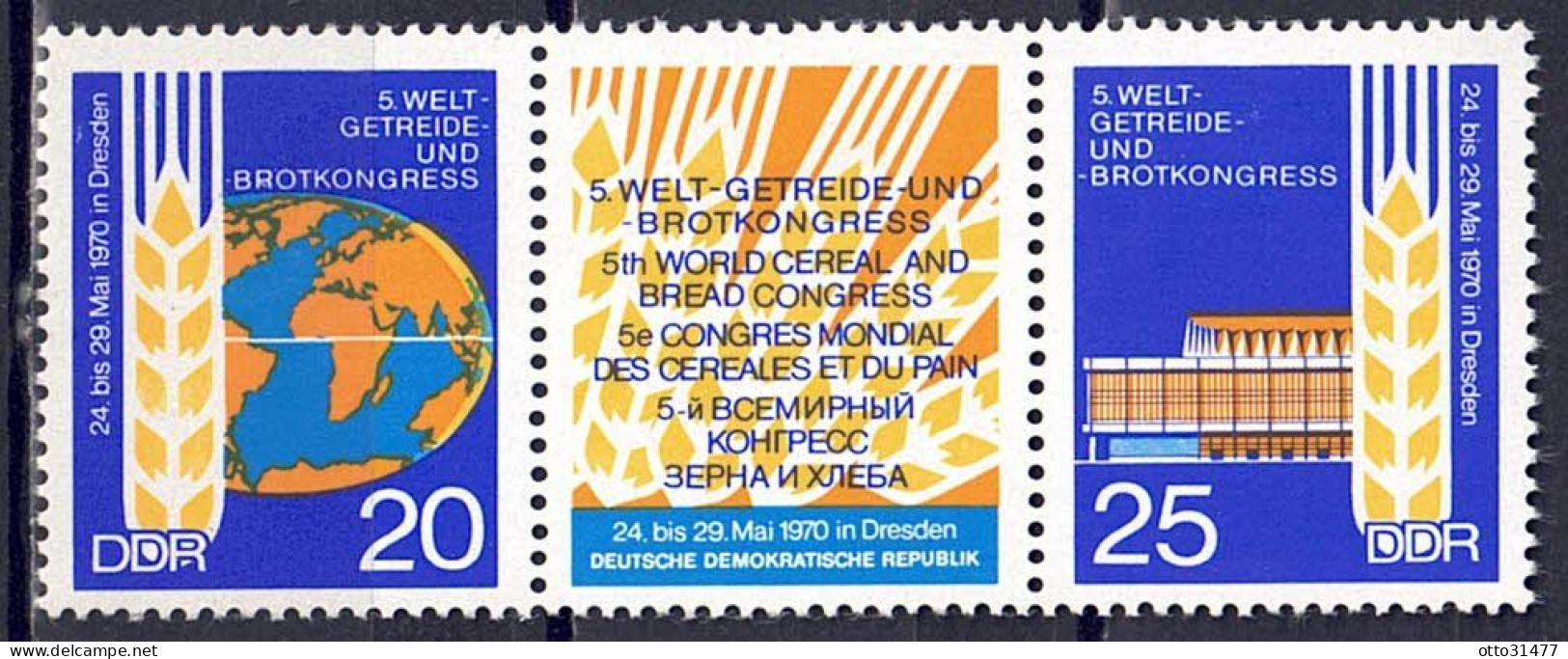 DDR 1970 - Brotkongress, Nr. 1575 - 1576 Zd., Postfrisch ** / MNH - Ungebraucht