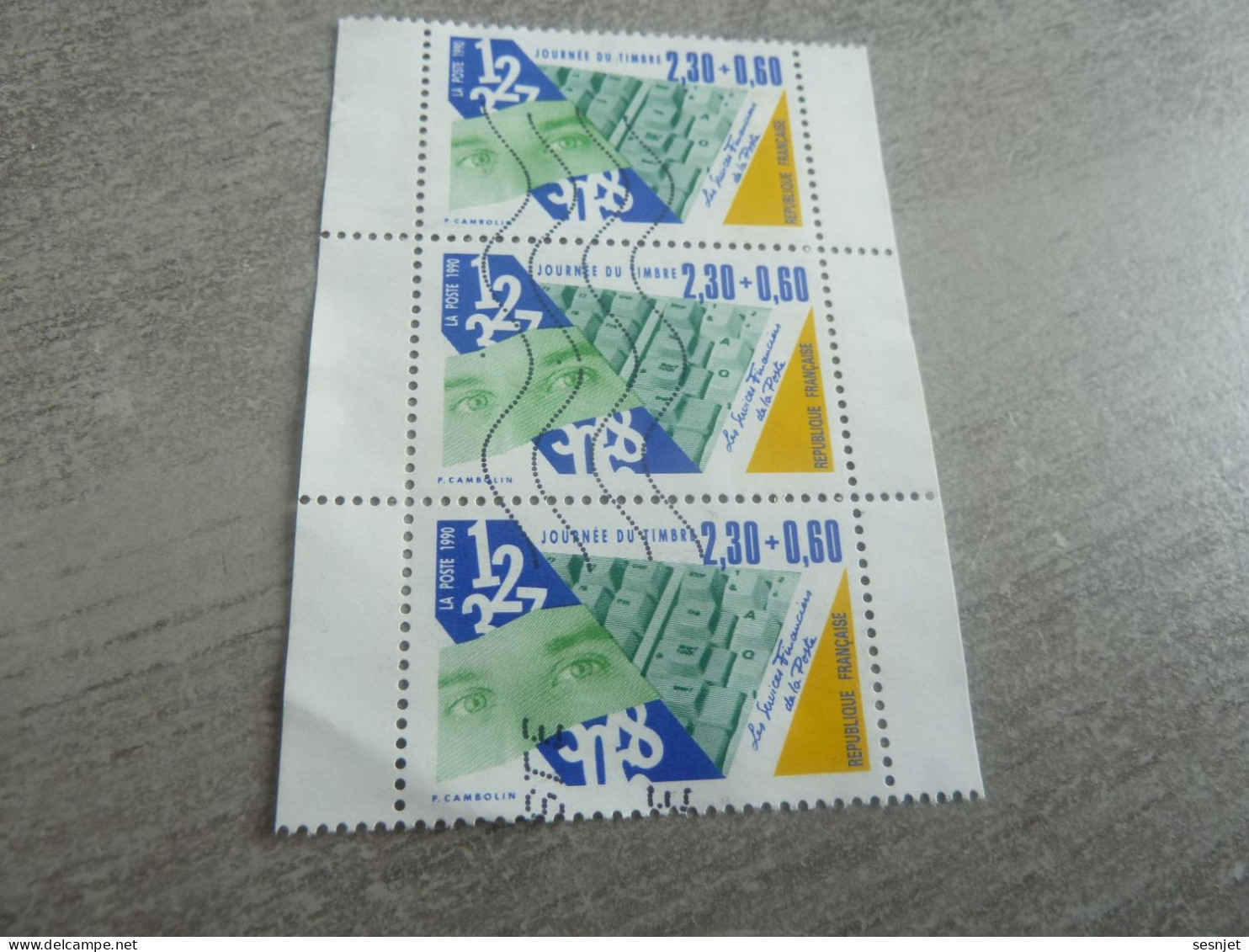 Les Métiers De La Poste - 2f.30+60c. - Yt 2640 - Bleu Et Jaune - Triple Oblitérés - Année 1990 - - Gebraucht