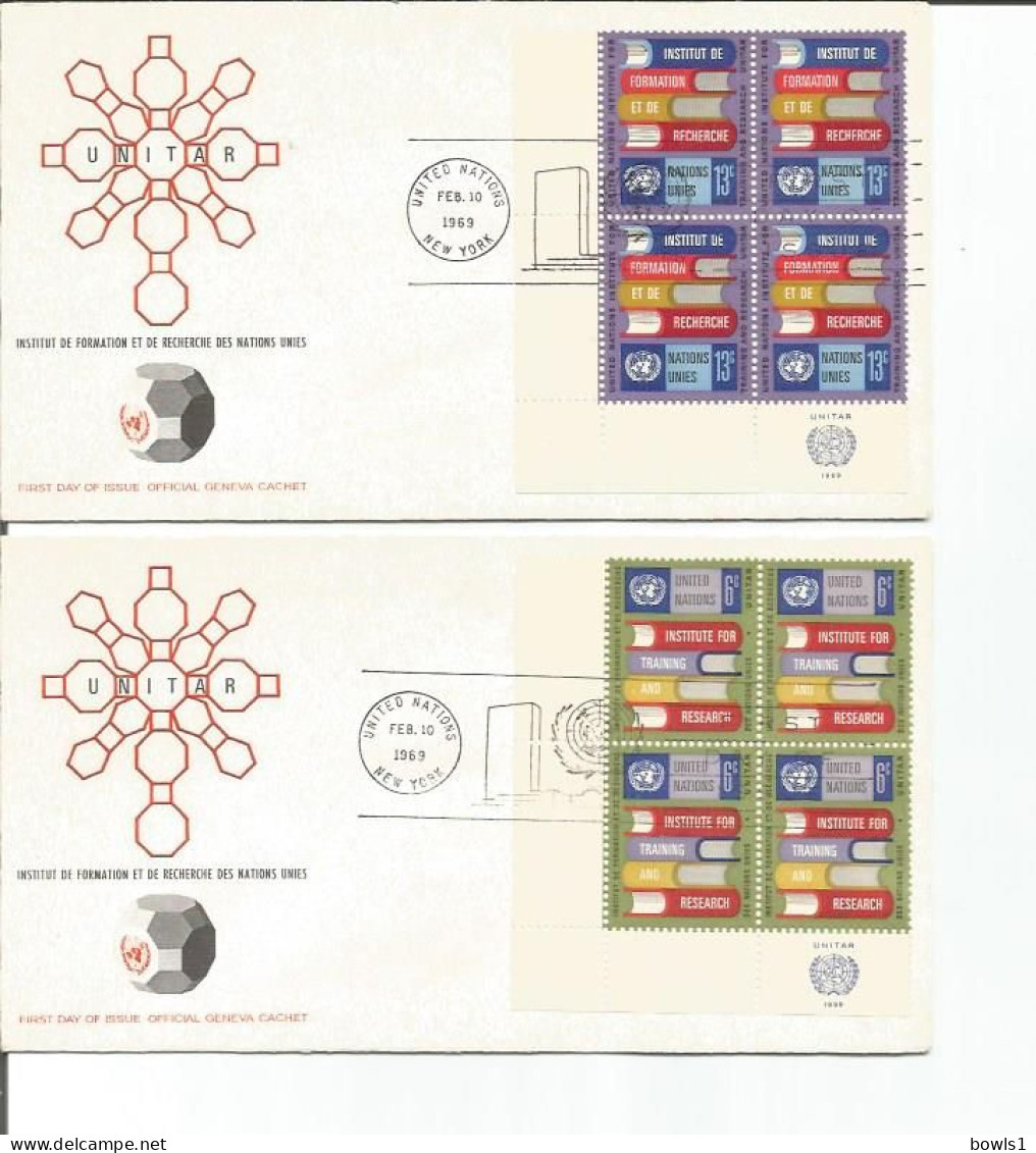 UNITED NATIONS, New York = 1969/70  Collection Of FDC With Blocks Of Four = - Lettres & Documents