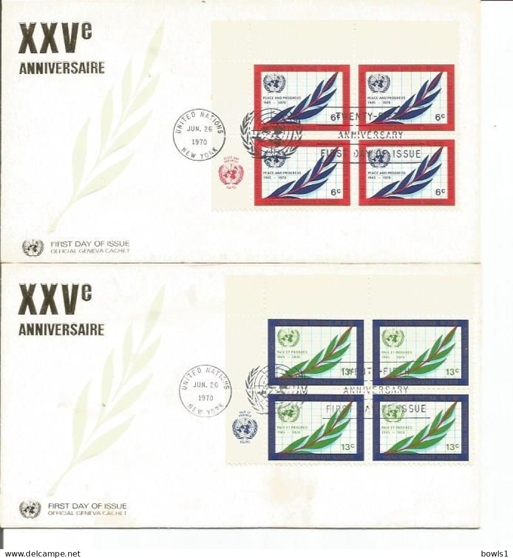 UNITED NATIONS, New York = 1969/70  Collection Of FDC With Blocks Of Four = - Storia Postale