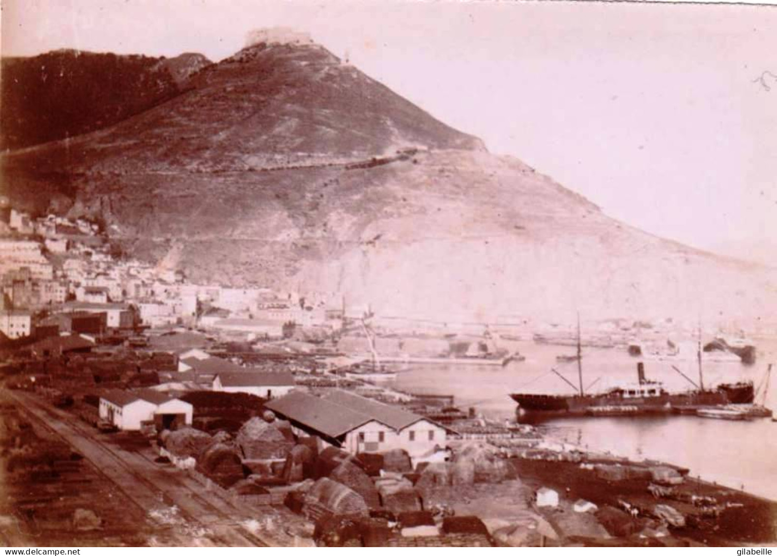 Photo Originale -1889 - Algerie - ORAN - Le Yacht De La Famille Meunier ( Chocolat ) Le "Nemesis" Au Port - Places