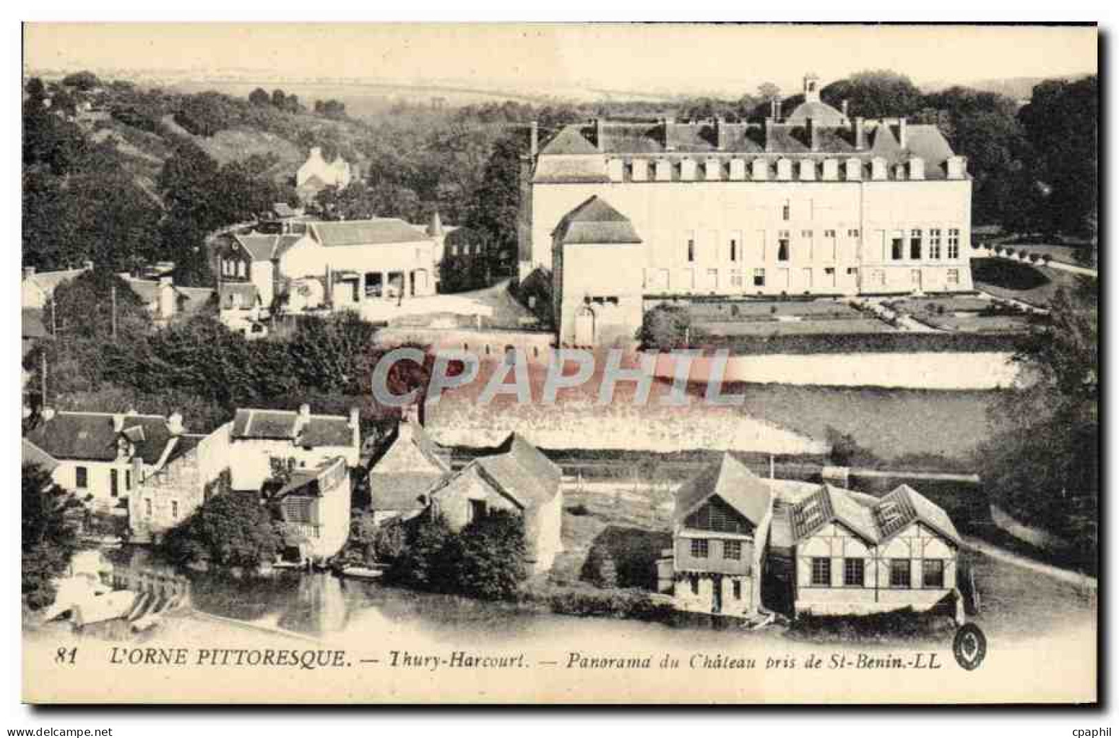CPA Thury Harcourt Panorama Du Chateau Pris De St Benin - Thury Harcourt