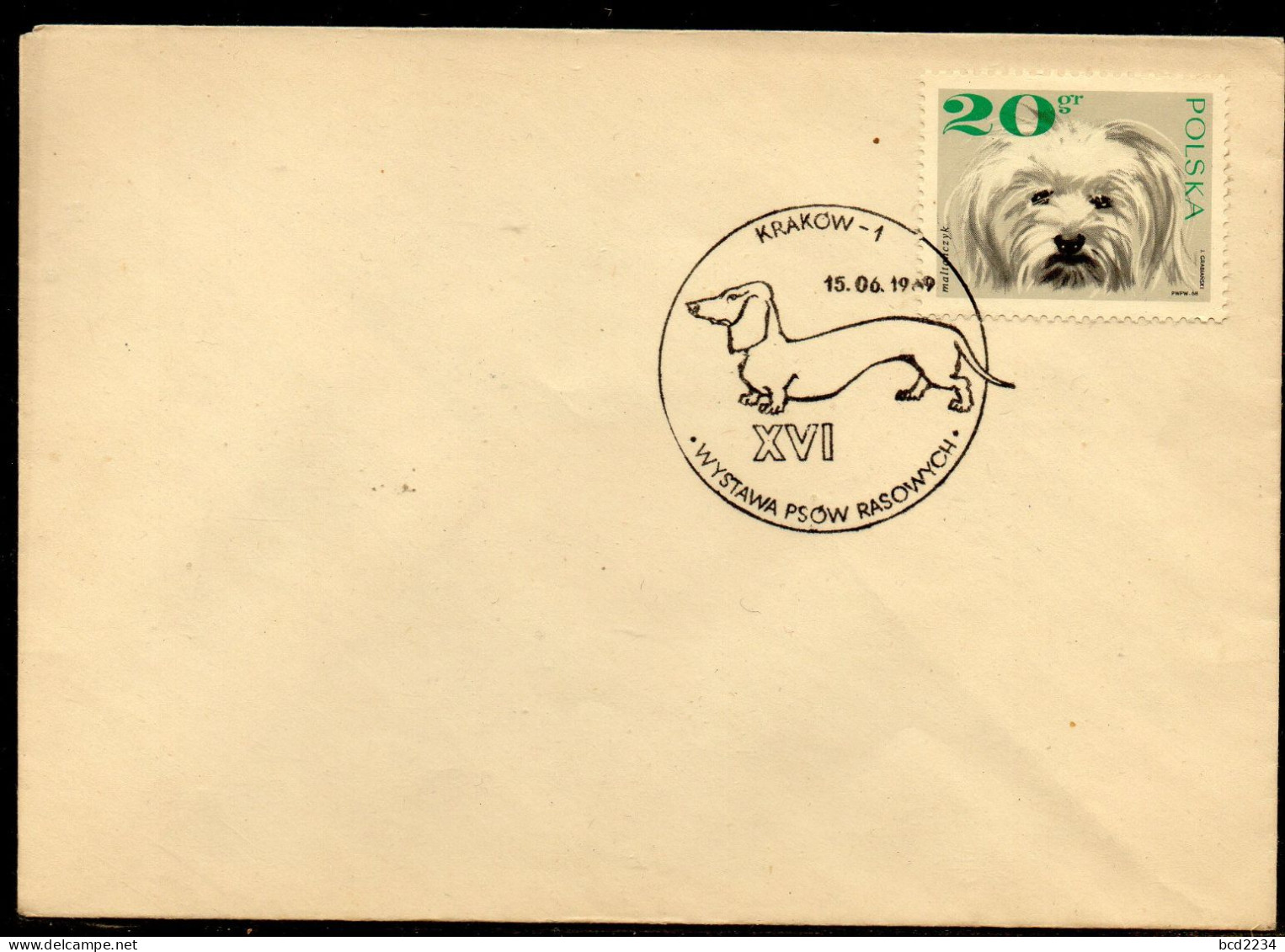 POLAND 1969 XVI PEDIGREE DOG SHOW KRAKOW SPECIAL CANCEL ON COVER DACHSHUND DOGS - Cani