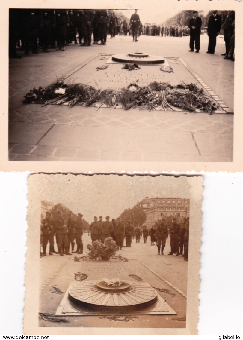 Photo Originale - 1941 - Guerre 1939/45 - PARIS Sous L'occupation Allemande - Lot2 Photos - Flamme Du Soldat Inconnu - Krieg, Militär