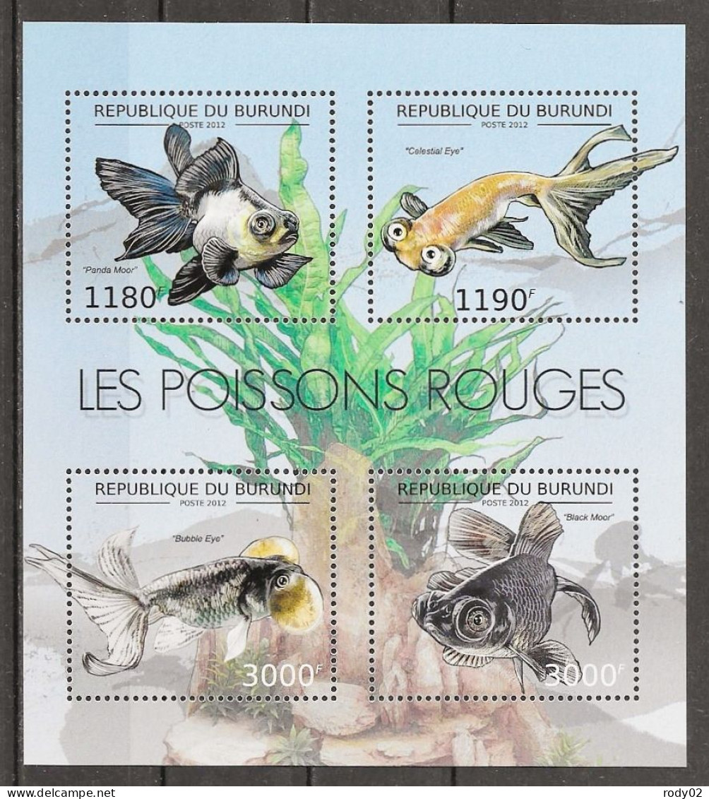 BURUNDI - POISSONS ROUGES - N° 1746 A 1749 ET BF 276 - NEUF** MNH - Fishes