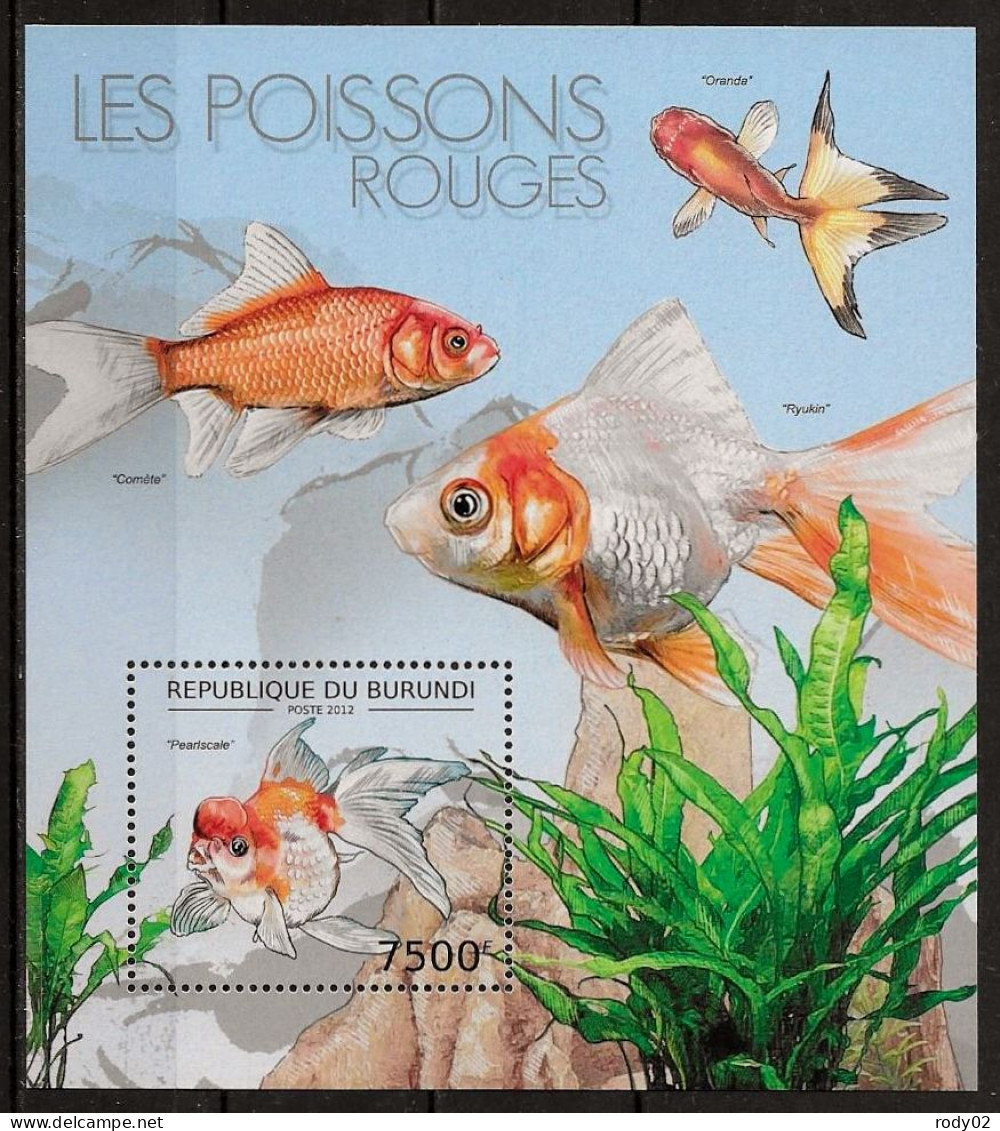 BURUNDI - POISSONS ROUGES - N° 1746 A 1749 ET BF 276 - NEUF** MNH - Fishes