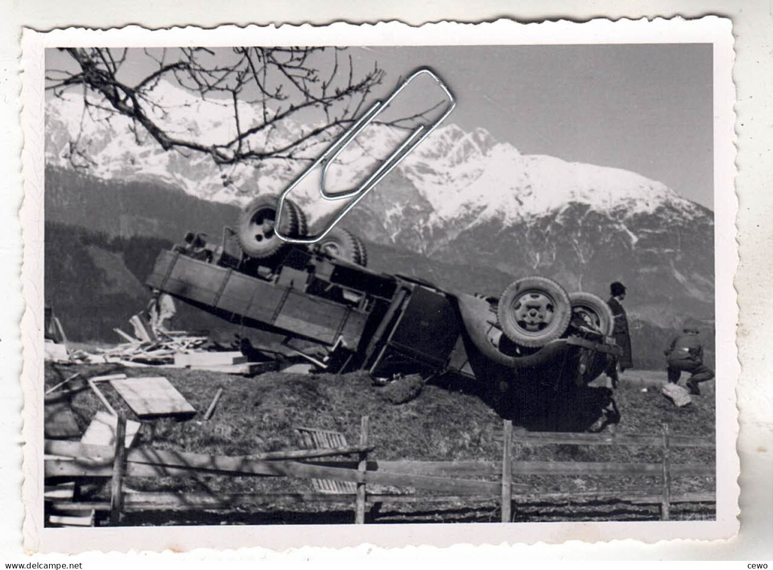 PHOTO VOITURE  ANCIENNE ACCIDENT CAMION ANCIEN - Cars