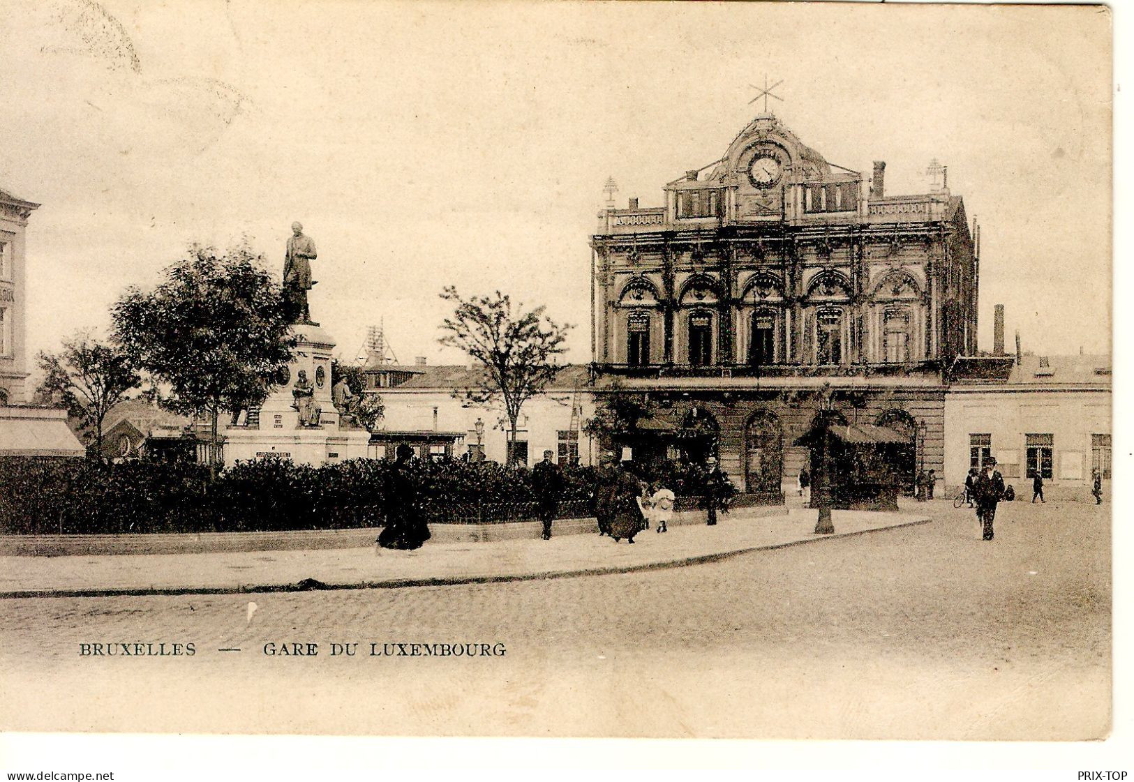 Belgique-België CP Gare De Luxembourg Animée Obl. Simple Cercle BXL (Quartier Léopold) 1905 > Paris - Spoorwegen, Stations