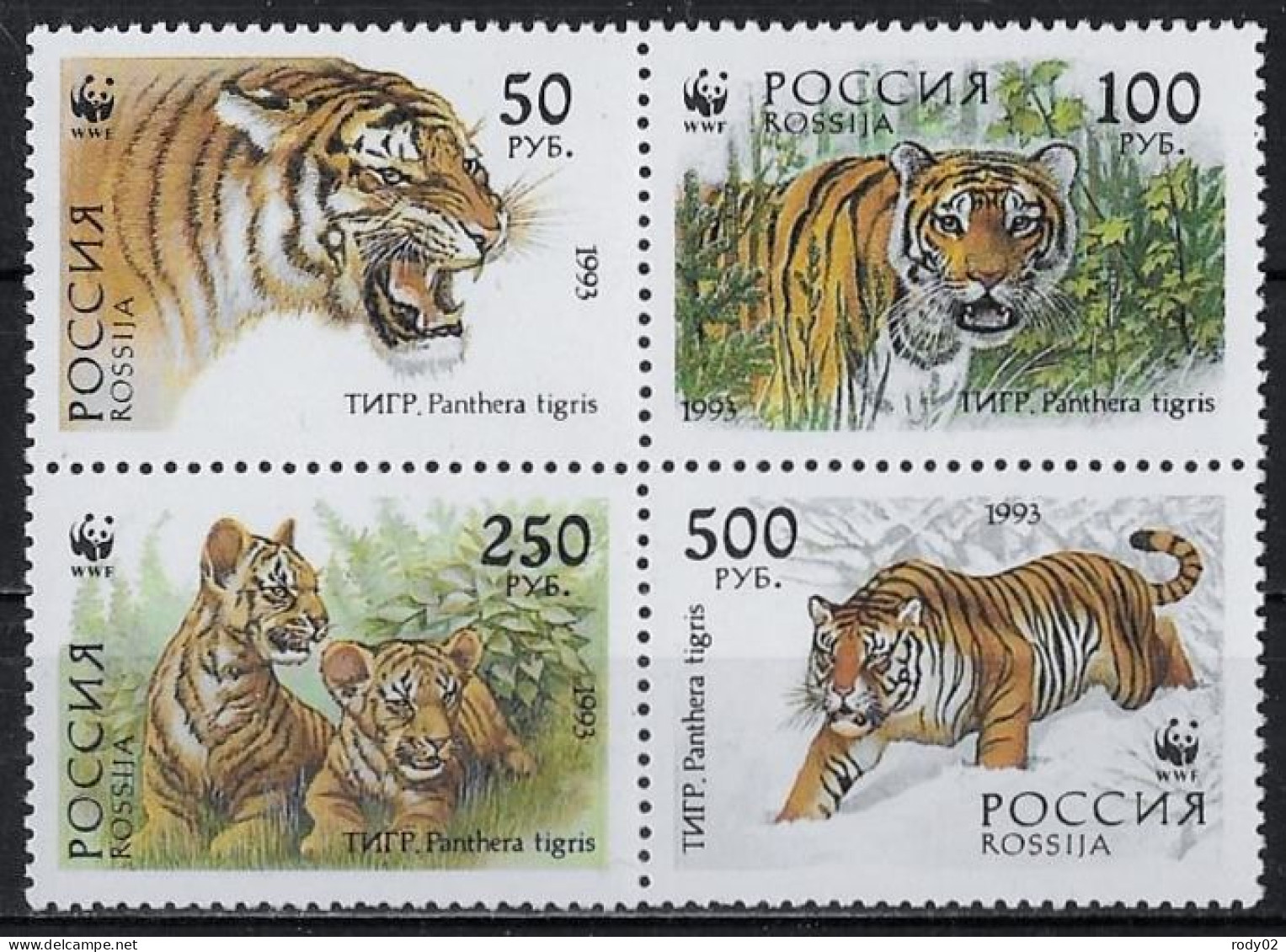 RUSSIE - ANIMAUX SAUVAGES - TIGRES - WWF - N° 6029 A 6032 - NEUF** MNH - Felini