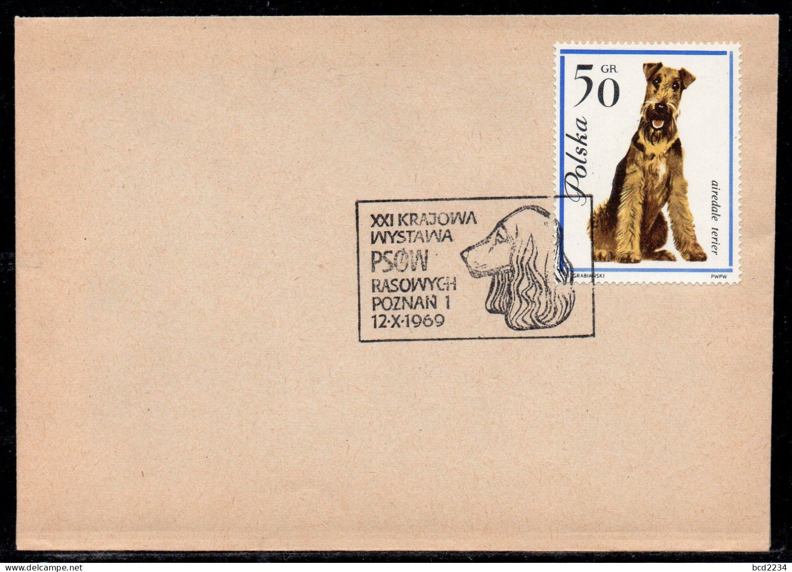 POLAND 1969 XXI NATIONAL PEDIGREE DOG SHOW POZNAN SPECIAL CANCEL ON COVER DOGS SPANIEL - Chiens