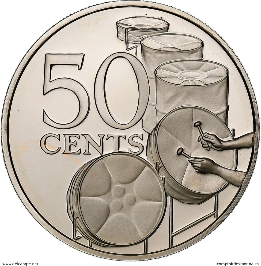 Trinité-et-Tobago, 50 Cents, 1975, Franklin Mint, Cupro-nickel, FDC, KM:22 - Trinidad & Tobago