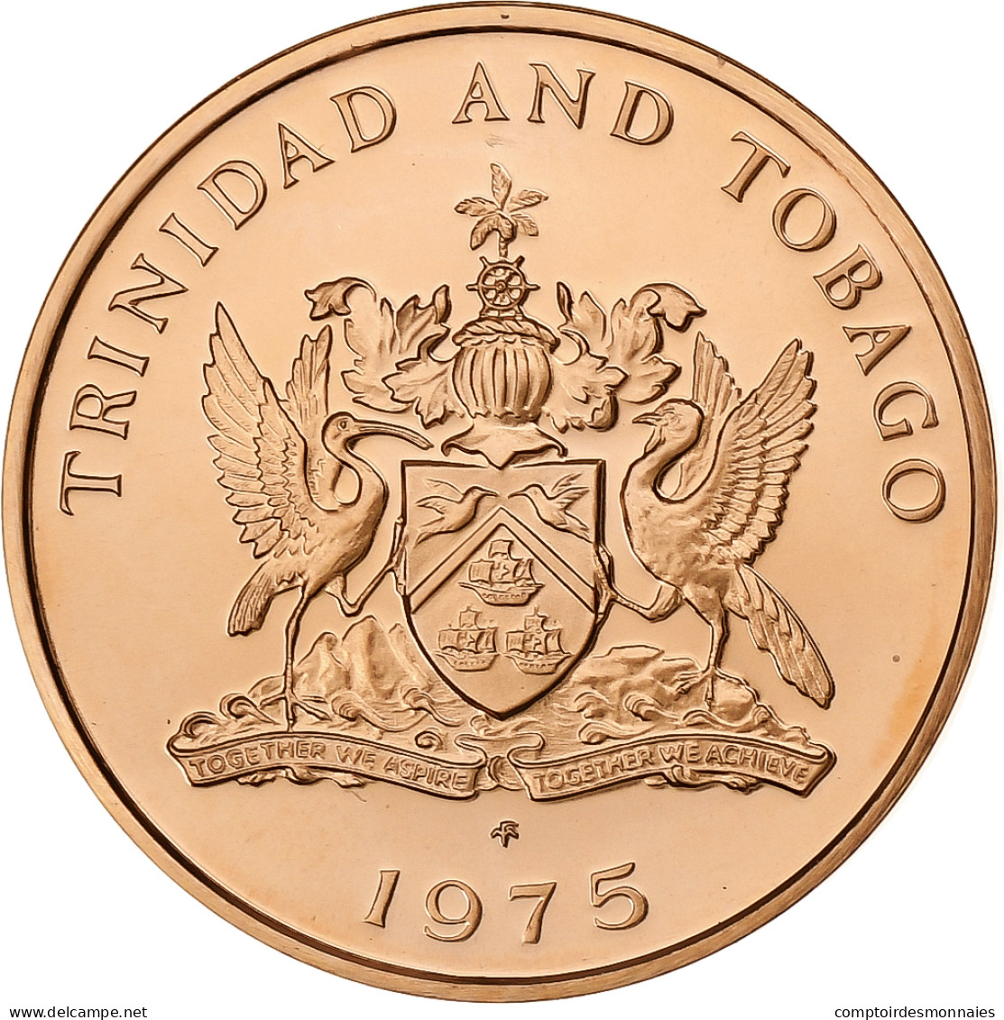 TRINIDAD & TOBAGO, Cent, 1975, Franklin Mint, FDC, Bronze, KM:25 - Trinidad & Tobago