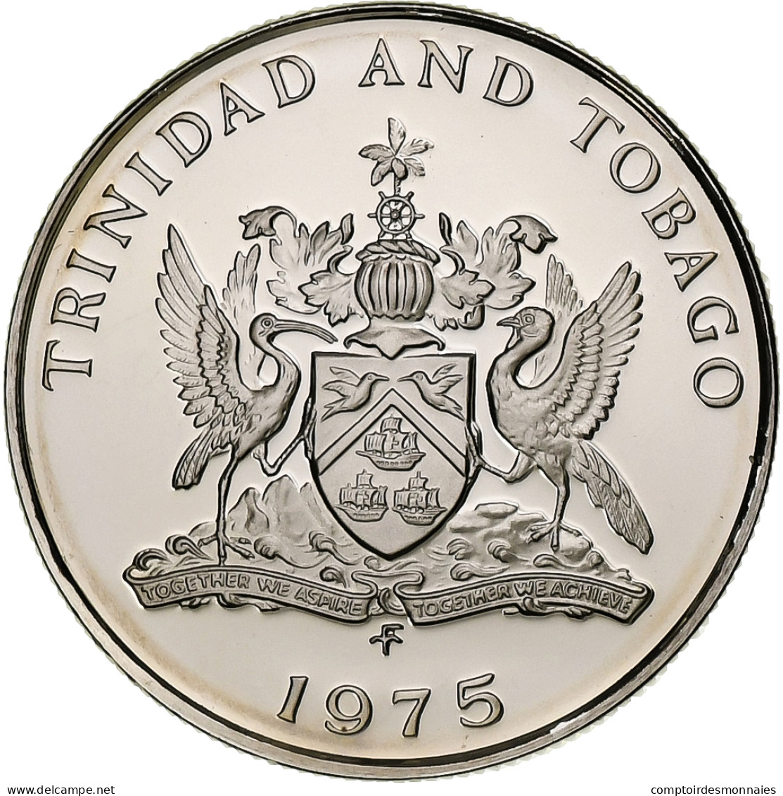 TRINIDAD & TOBAGO, 25 Cents, 1975, Franklin Mint, FDC, Copper-nickel, KM:28 - Trindad & Tobago