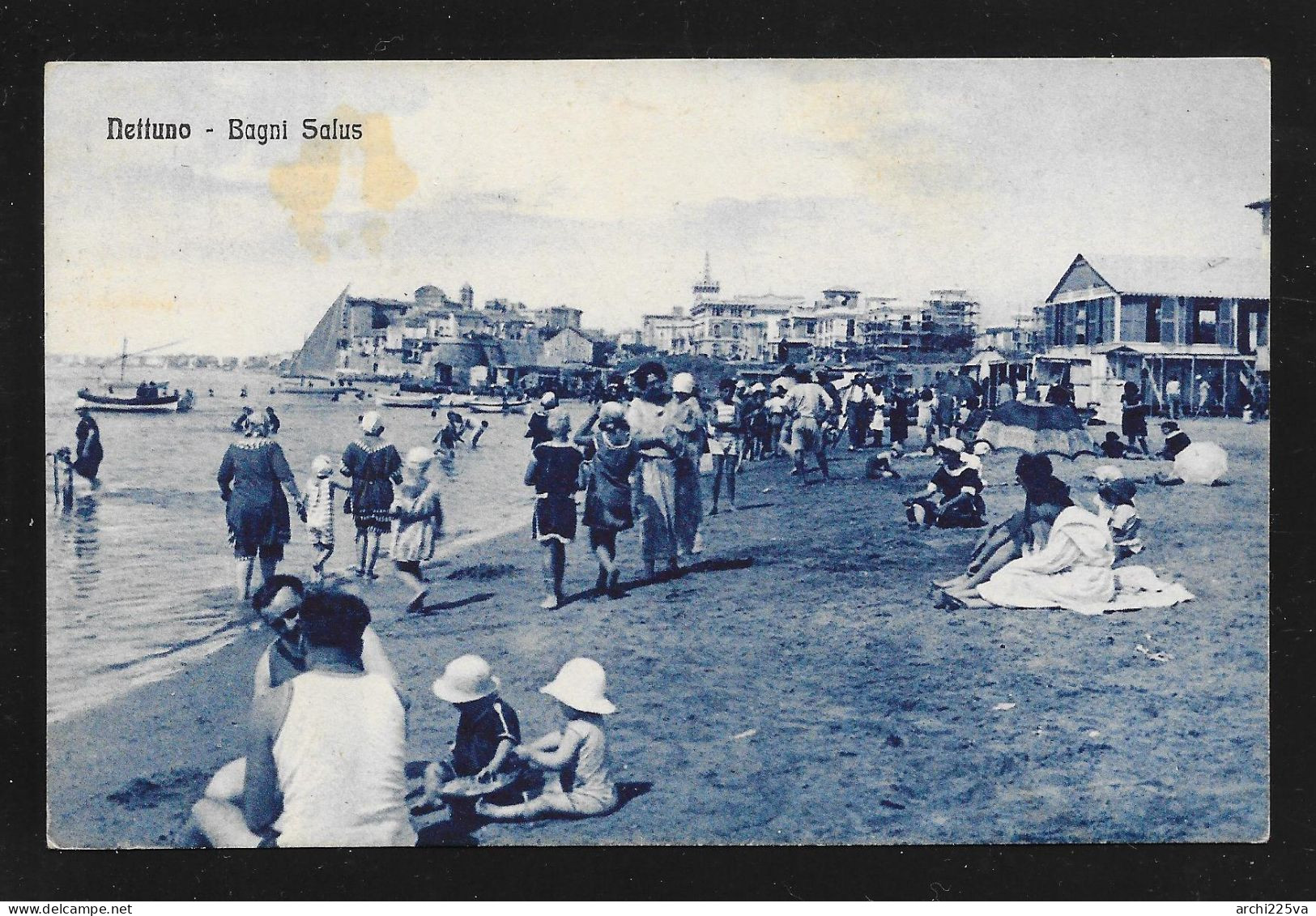 - CARTOLINA 1925 NETTUNO - Roma - Bagni SALUS - Viaggiata E Animata ️- 78279 Edizione Ditta C. Pirro - - Mehransichten, Panoramakarten