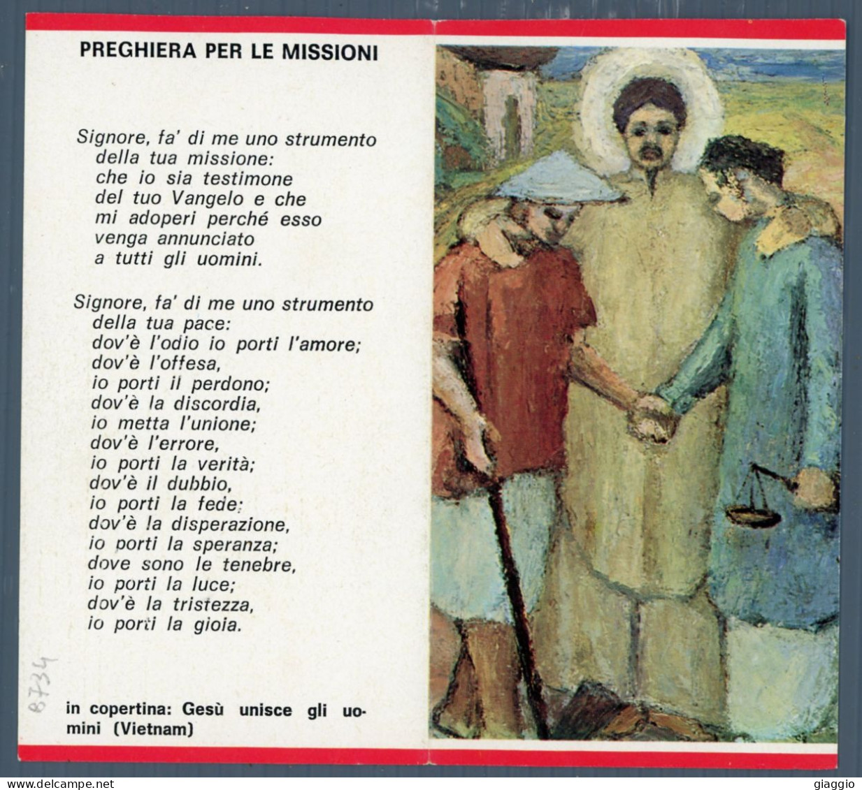 °°° Santino N. 8734 - Giornata Missionaria Mondiale °°° - Religion & Esotericism