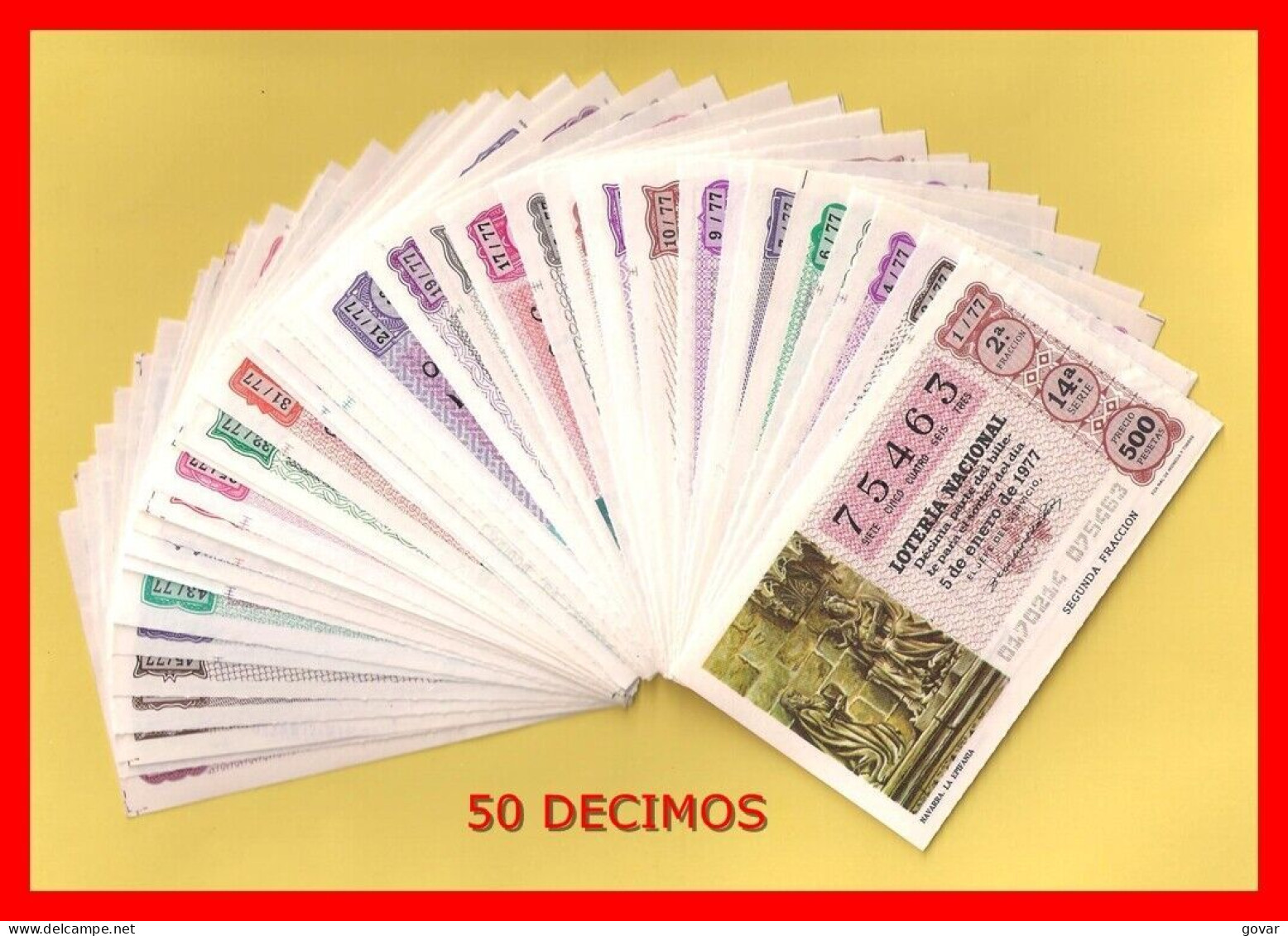 AÑO 1977 COMPLETO LOTERÍA NACIONAL ESPAÑA, SÁBADOS, TODOS LOS DECIMOS DEL AÑO - Billets De Loterie